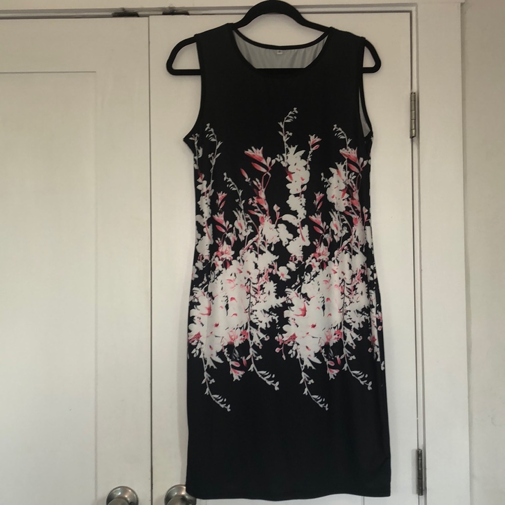 Long black floral dress